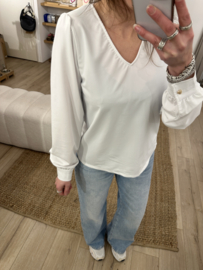 Travel V-longsleeve Azzurro - white