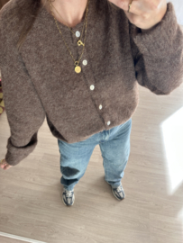 Knitted button cardigan - brown