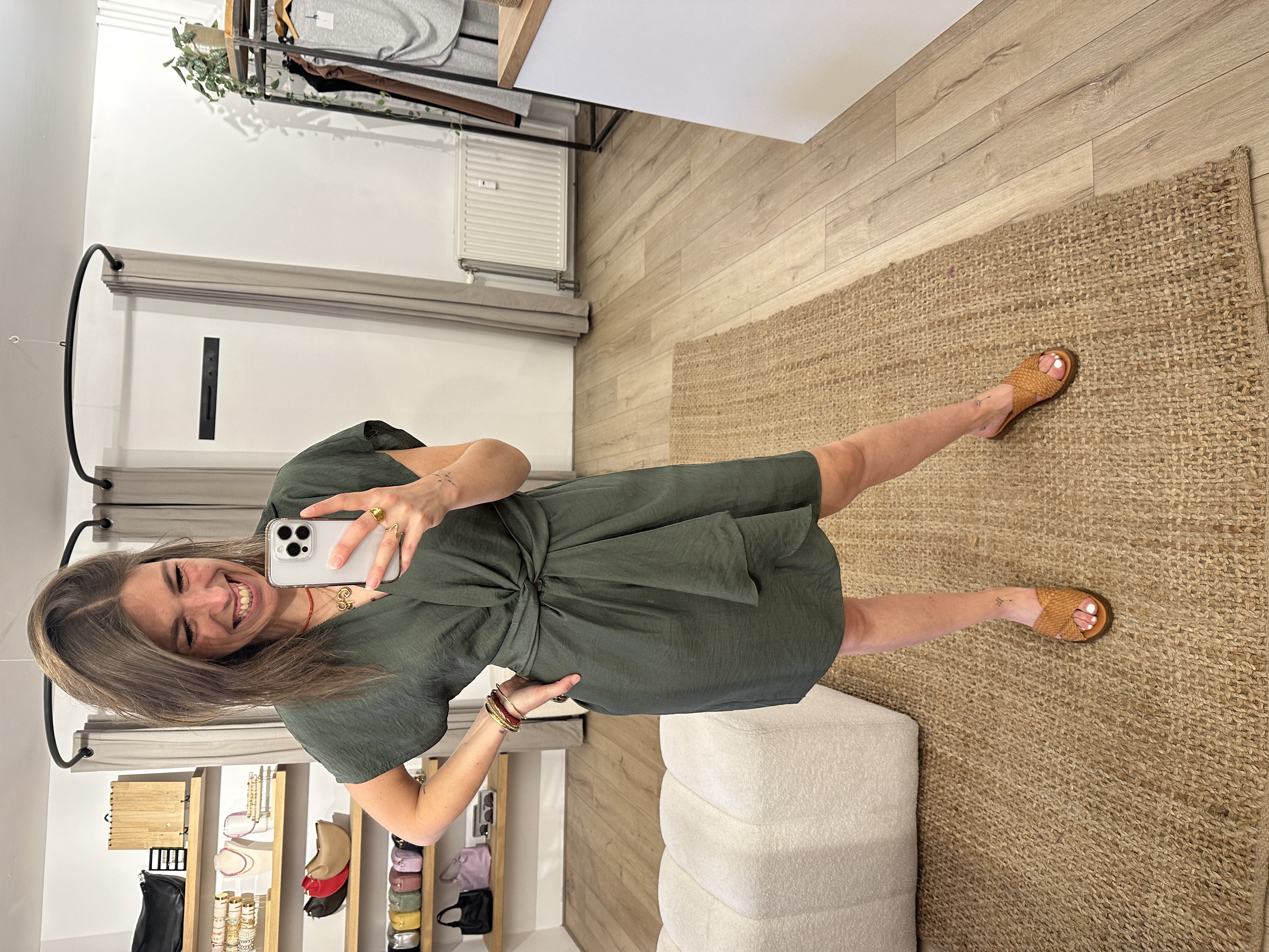 Knot blouse dress Azzurro - army green