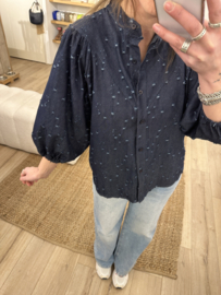 Denim puff blouse Azzurro - dark blue