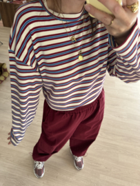 Stripe double longsleeve Azzurro - bordeaux/blue light