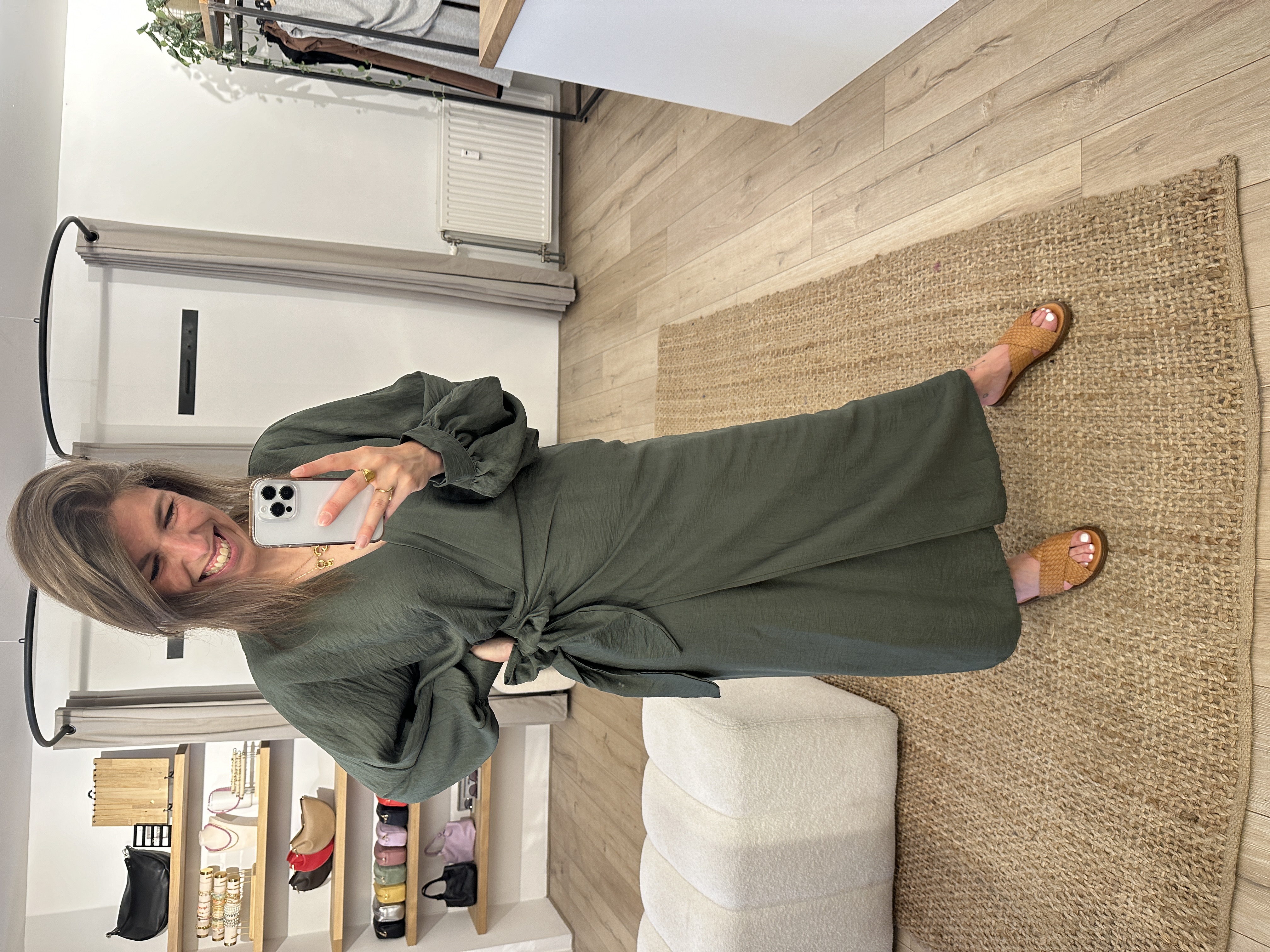 Overlay dress Ambika - army green