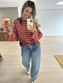 Stripe bow longsleeve - orange/purple