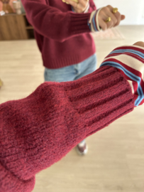 Basic knitted pull Azzurro - bordeaux