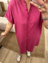 Basic pocket dress Azzurro - magenta
