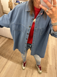 Denim oversized blouse jacket - blue