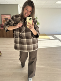 Check oversized blazer Azzurro - dark brown