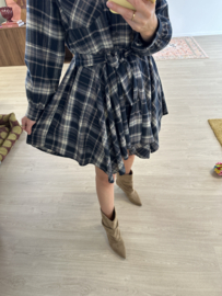 Check blouse dress - dark blue