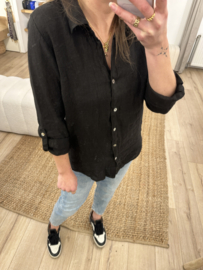 Linen blouse - black