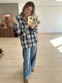 Check pocket blouse - dark blue