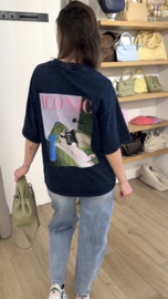Iconic cat oversized tee - dark blue