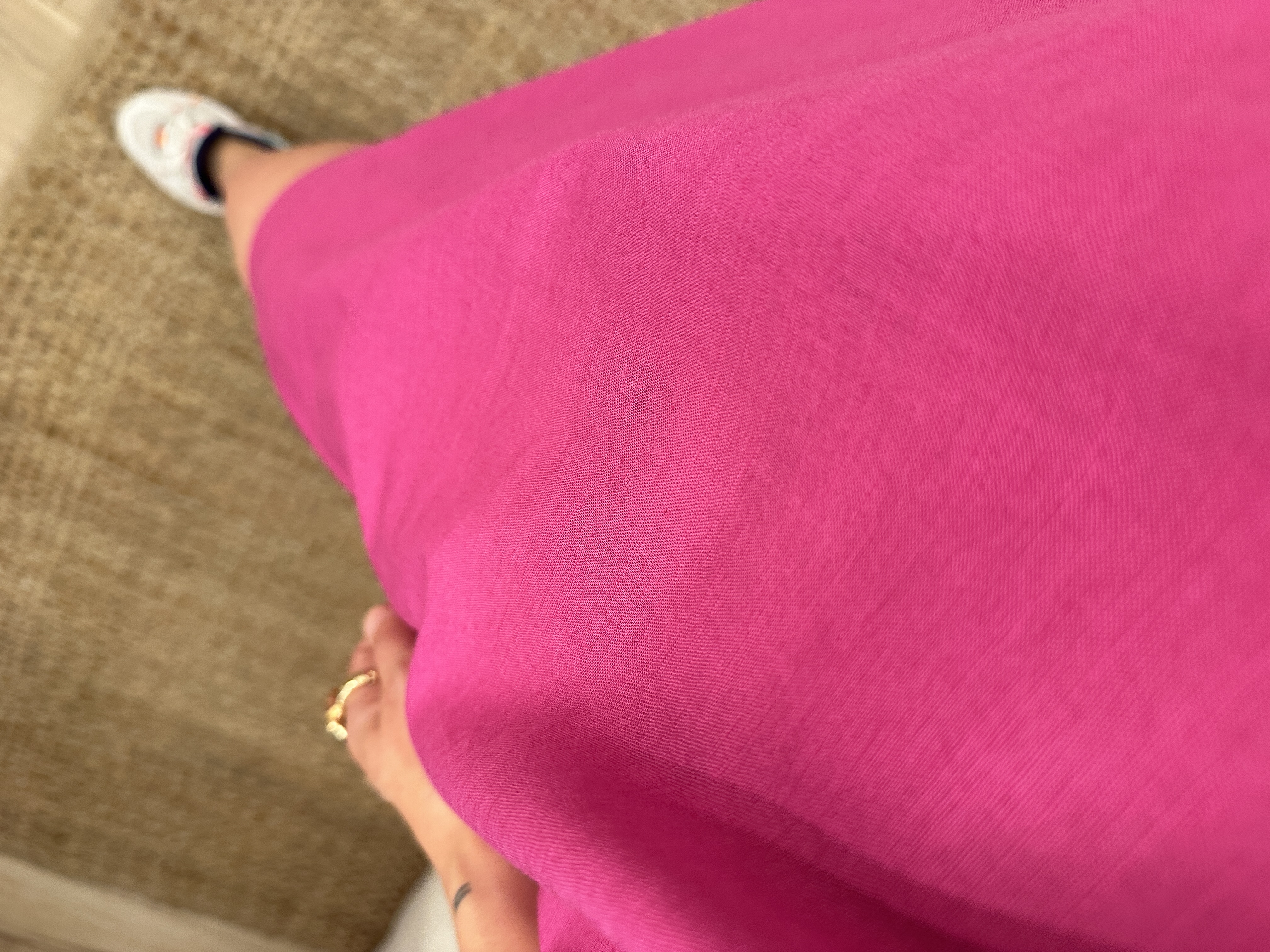 Cotton linen dress Azzurro - magenta