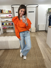 Off shoulder ruffle blouse - orange