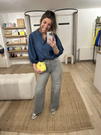 Denim puff blouse Azzurro - blue