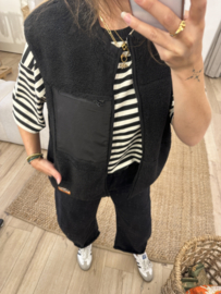 Teddy pocket gilet Azzurro - black