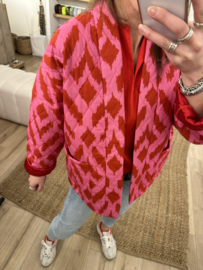 Print kimono jacket Azzurro - pink/red
