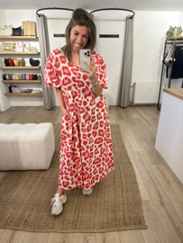 Puff summer long dress Azzurro - red