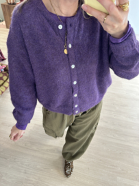 Knitted button cardigan - purple