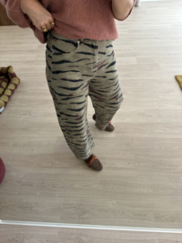 Print balloon jeans - beige/army