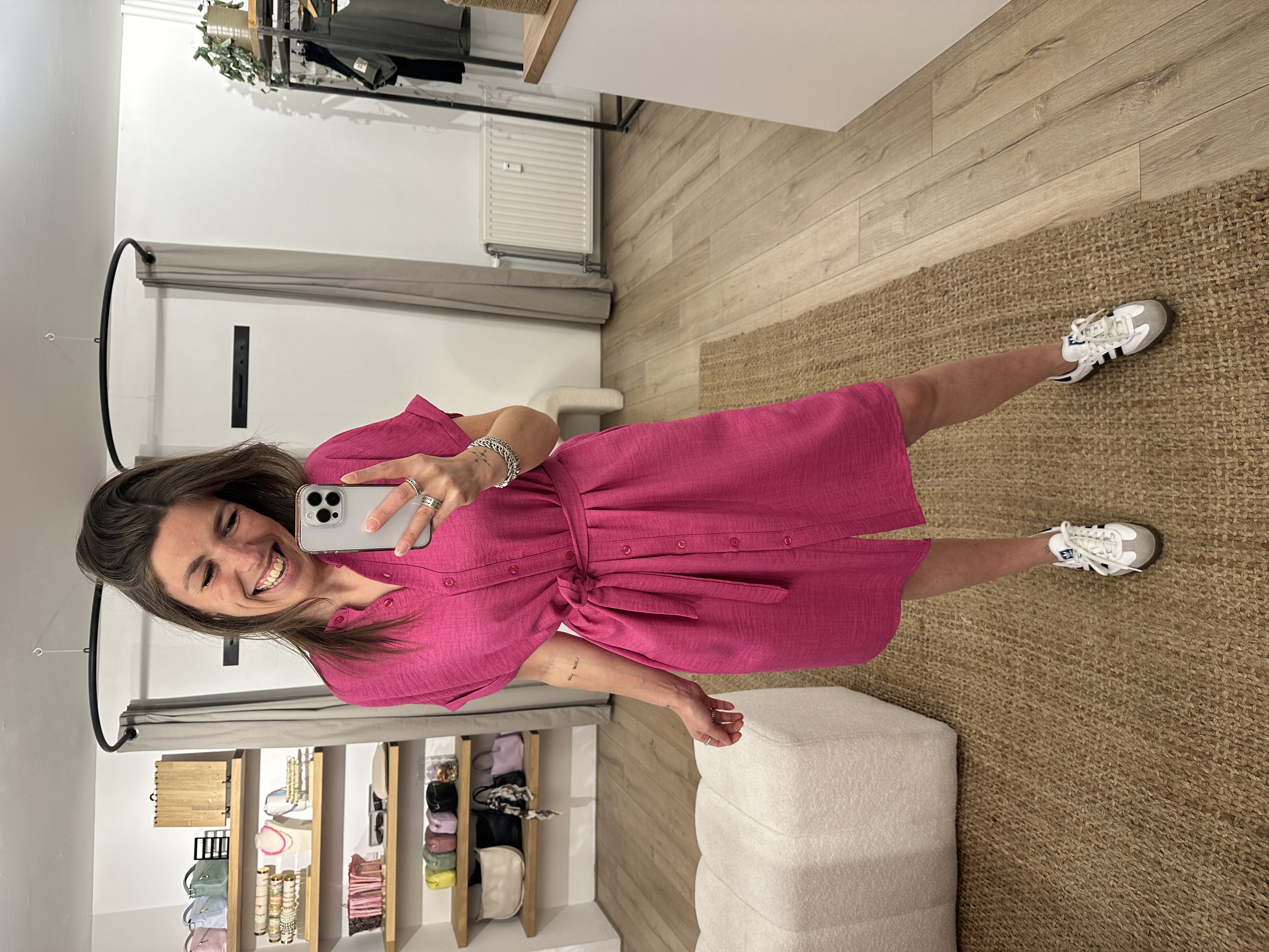 Basic pocket dress Azzurro - magenta