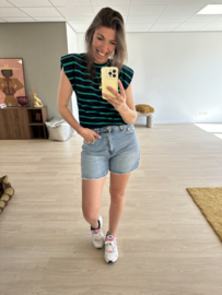Stripe shoulder top Azzurro - dark blue/green