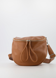 Leather crossbody bag - cognac