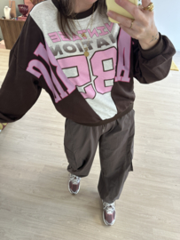 Sportive text jog sweater Azzurro - brown