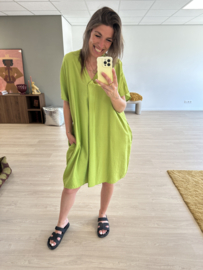 V-blouse pocket dress Azzurro - green