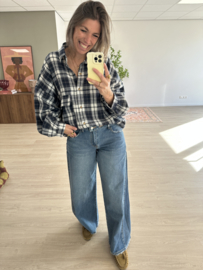 Check pocket blouse - dark blue