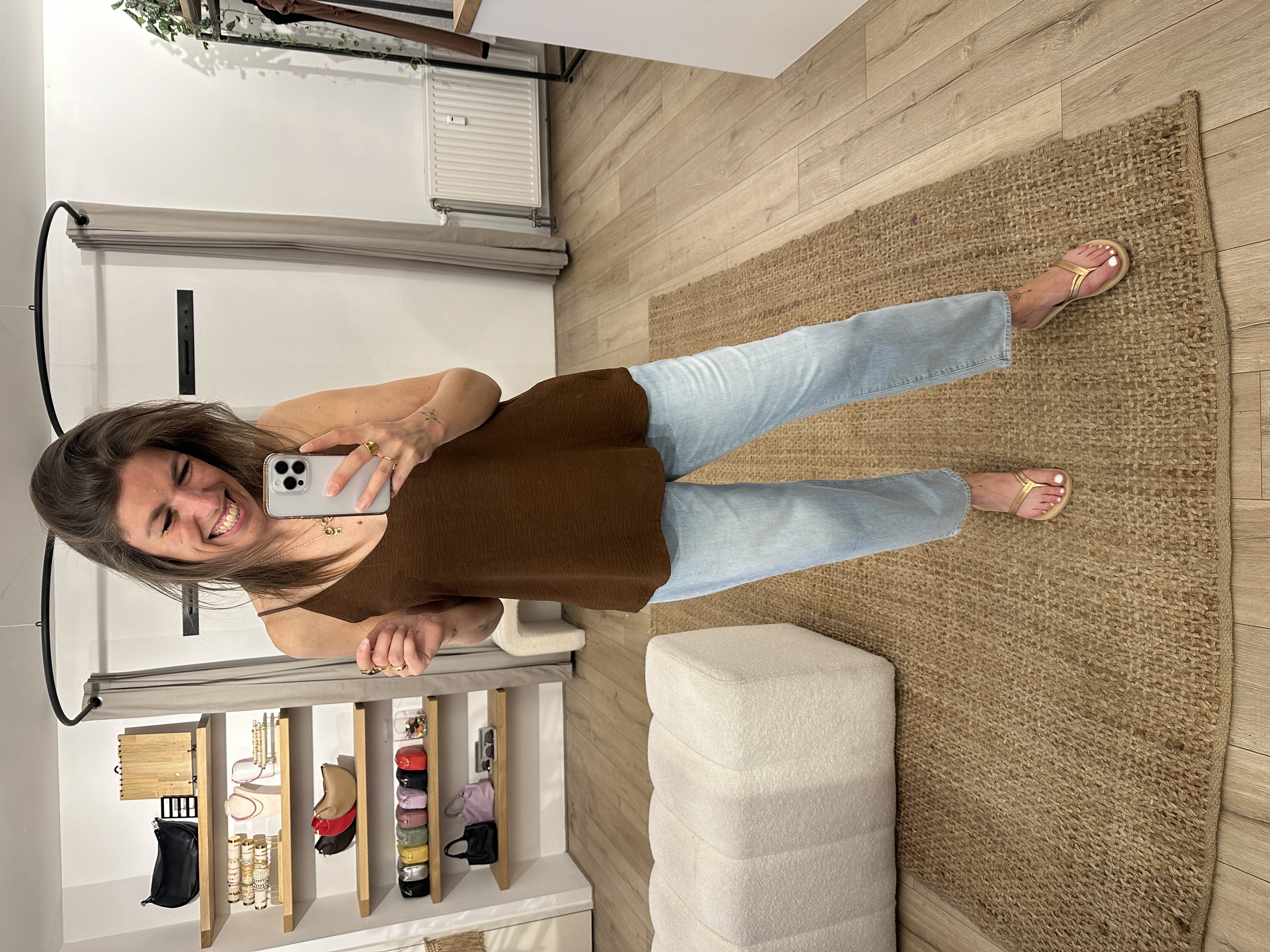 Basic V-top Azzurro - dark brown