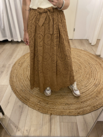 Embroidery skirt - camel