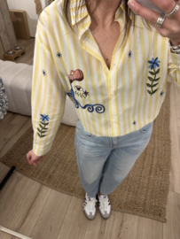 Stripe print blouse - yellow