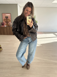 Leatherlook jacket Azzurro - dark brown