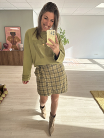 Check bow skirt Azzurro - green