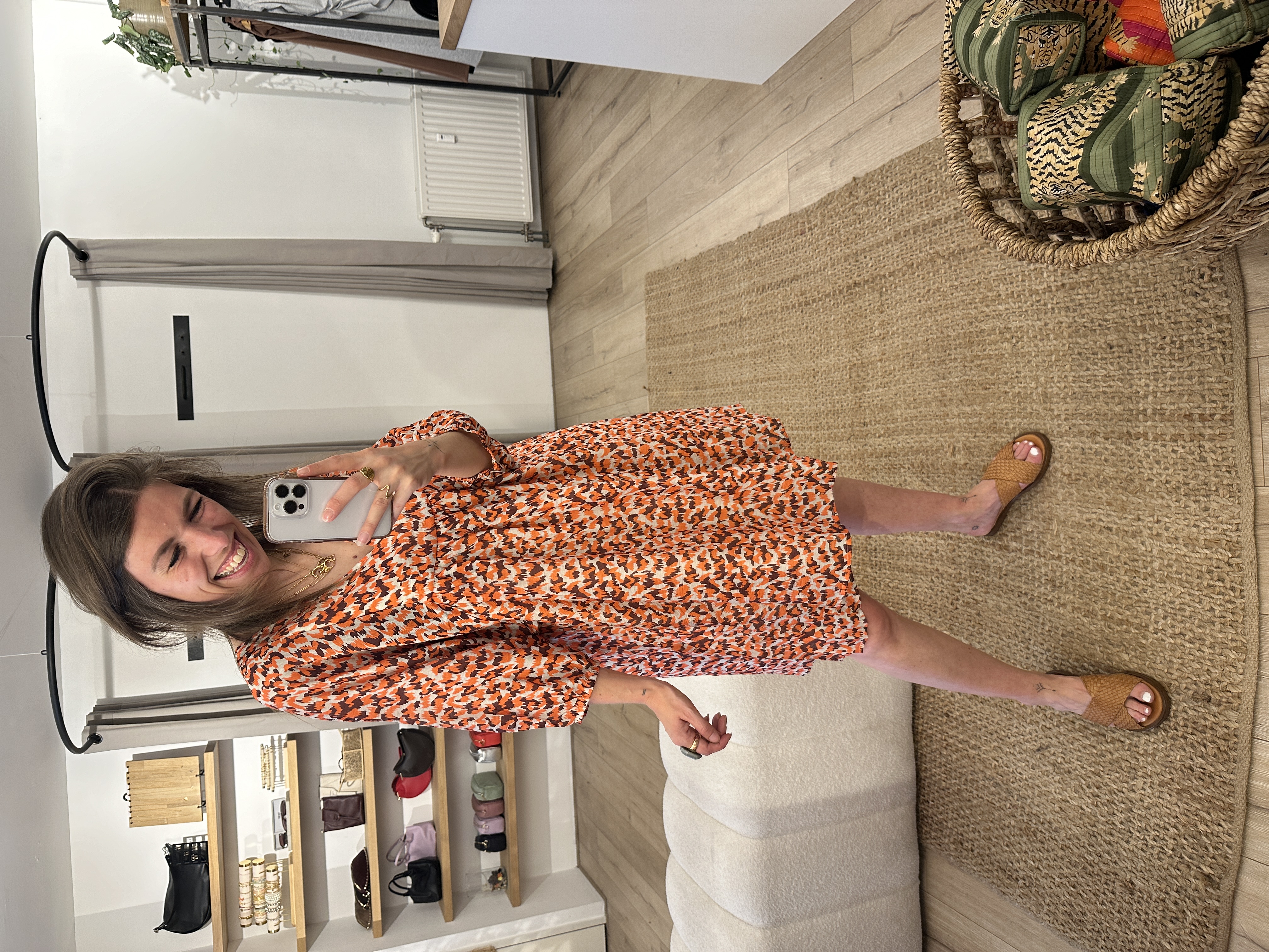 Print wide dress Azzurro - dot
