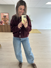 Knitted button cardigan - bordeaux