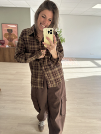 Strass check blouse Azzurro - brown