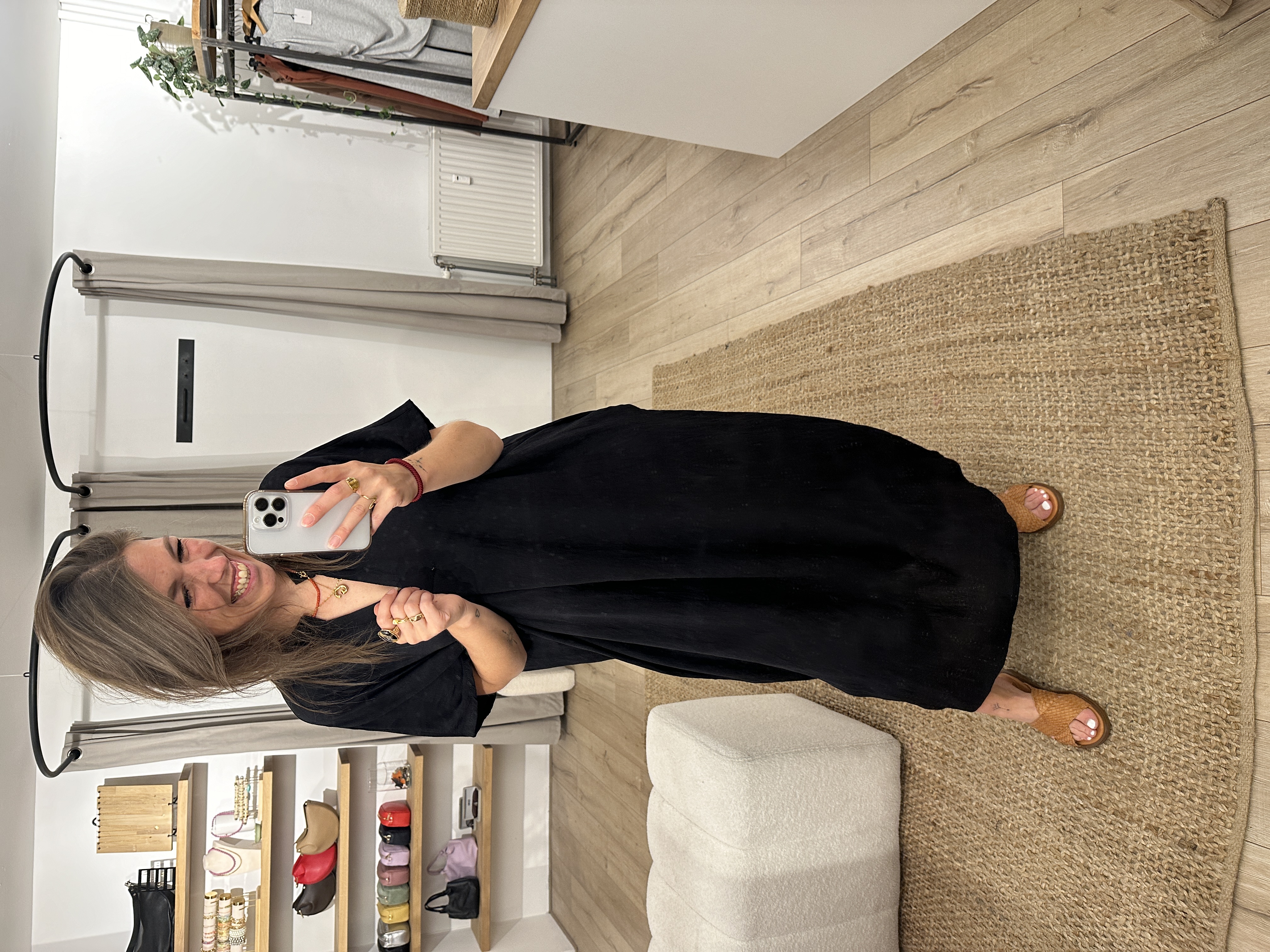 Long V-dress Azzurro - black