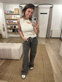 Basic top Azzurro - white