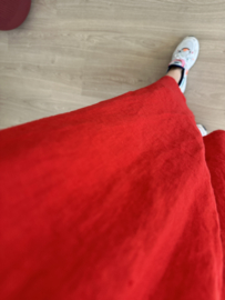 Linen smog long dress - red