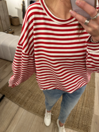 Cotton stripe sweater Azzurro - red
