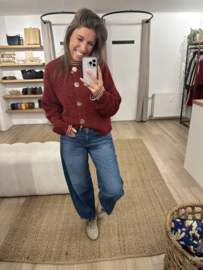 Bouclé button cardigan Azzurro - dark red