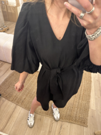 Puff pocket A-dress Azzurro - black