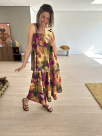 Print big ruffle dress - multi