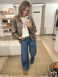 Panter suedine jacket Azzurro - brown