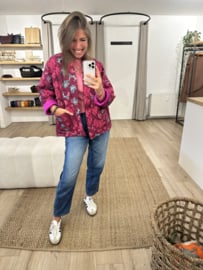 Print kimono jacket Azzurro - dark magenta