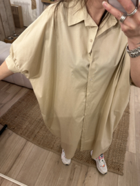 Cotton blouse dress Azzurro - beige