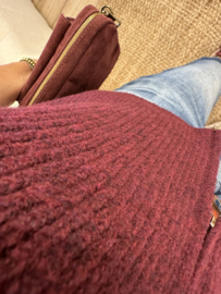 Zip knitted spencer Azzurro - bordeaux
