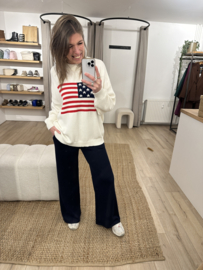 Flag knitted pull Azzurro - naturel