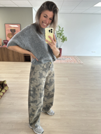 Print cargo barrel pants Azzurro - army green/grey